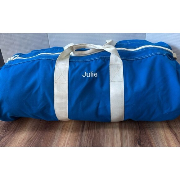 Vintage 80s Land’s End XL Blue Duffle Weekender Bag - Picture 6 of 11